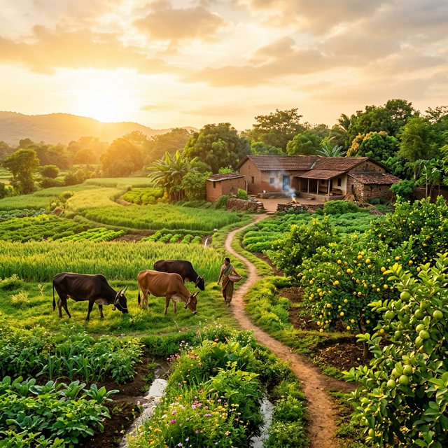 Green fields of the Ram Nayan farm